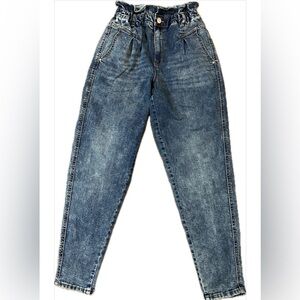 Vintage America Womens Boho Straight Jeans. Stretch Whiskered Denim